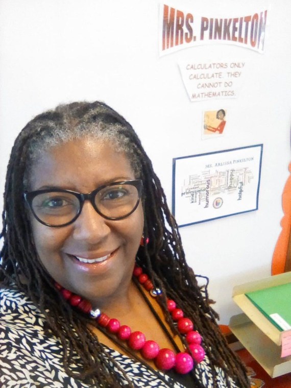 Arlissa in her classroom, Mrs. Pinkelton